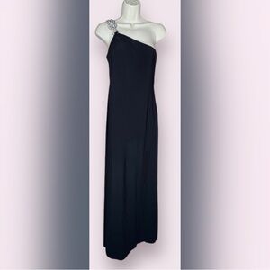 NW Nightway Women's Black One-shoulder Gem Gown Dress Size 4